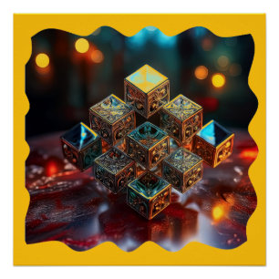 Poster Petits Blocs Avec Des Designs Géométriques Empilés