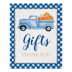 Poster Petits citrouilles cadeaux d'anniversaire bleu aut