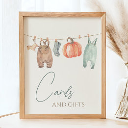 Poster Petits Citrouilles Vêtements d'automne Cartes et c