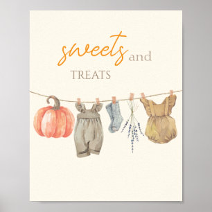 Poster Petits Citrouilles Vêtements d'automne Fille Douce