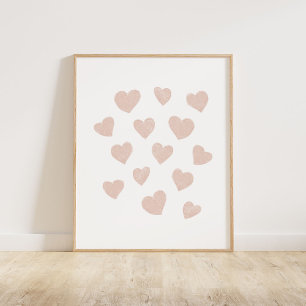 Poster Petits Coeurs Roses Brousses
