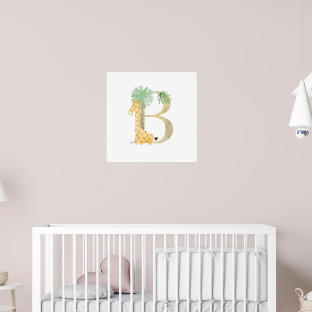 Poster Petits enfants Giraffe animale Monogramme B Nurser (Pépinière 2)