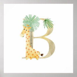 Poster Petits enfants Giraffe animale Monogramme B Nurser