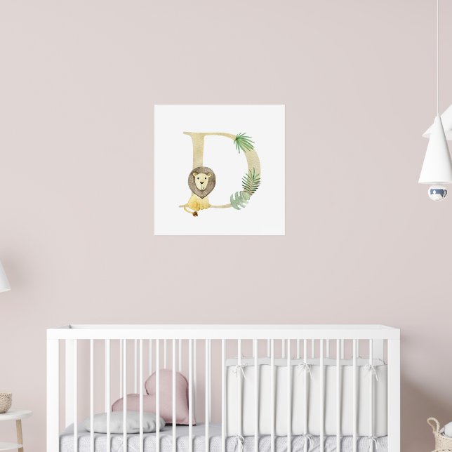 Poster Petits enfants Lion animal Monogramme D Nursery (Pépinière 2)