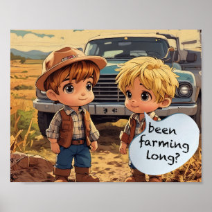 Poster Petits Garçons Fermiers - Était Farmig Long?