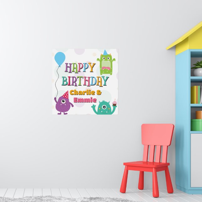 Poster Petits Monstres Joyeux Anniversaire, Quel Que Soit (Pépinière 1)