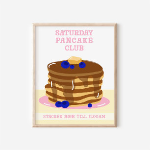 Poster Petits Pancakes de Petit Déjeuner Amusants et Rétr