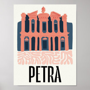 Poster Petra Jordania Voyage abstrait art floral