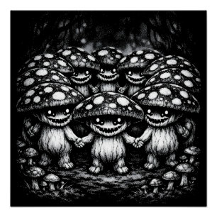 Poster Peuple Champignon •  Créatures de la Forêt par Bur