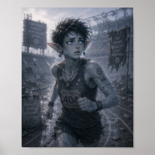 Poster Peur / Coureur / Stade en ruine