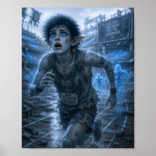 Poster Peur / Coureur / Stade en ruine