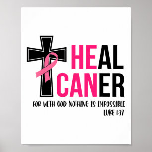 Poster Peut guérir le cancer Christian Ribbon Cancer du s