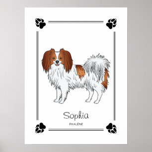 Poster Phalène Rouge Et Blanche Et Nom De Chien Personnal