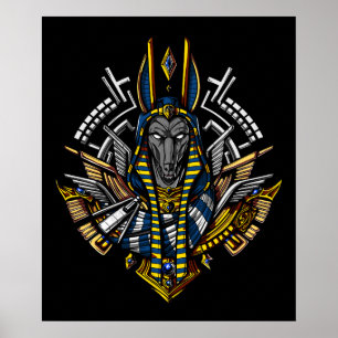 Poster Pharaon antique de loup d'Anubis de Dieu égyptien