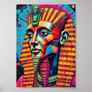Poster Pharaon coloré Impression, Papier d'affiche de val