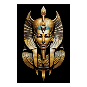 Poster Pharaon doré au coiffeur royal d'art