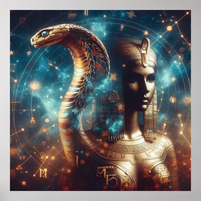 Poster Pharaon égyptien avec le roi Cobra (Devant)