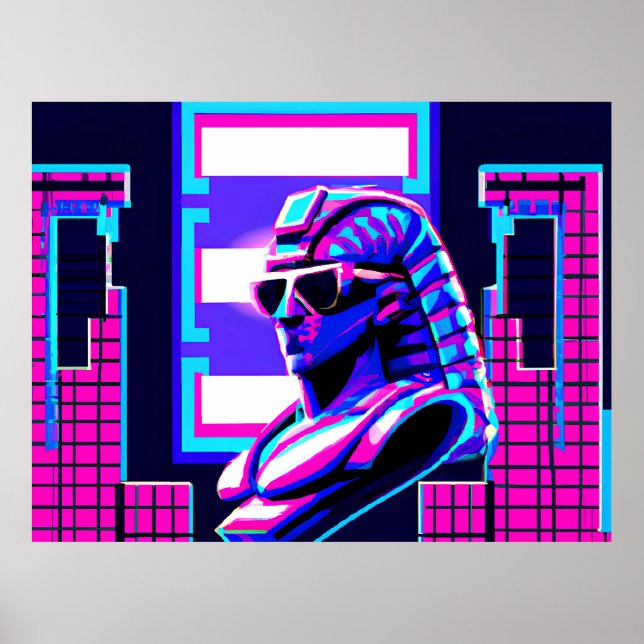 Poster Pharaon Synthwave (Devant)