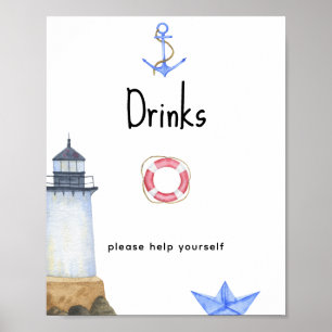 Poster Phare aquarelle - Boissons