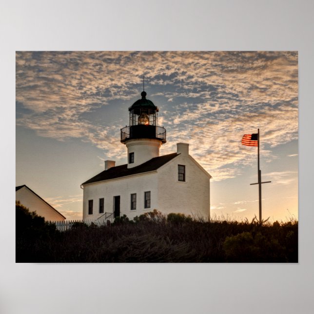 Poster Phare au coucher du soleil, Californie (Devant)