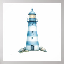 Phare bleu et blanc