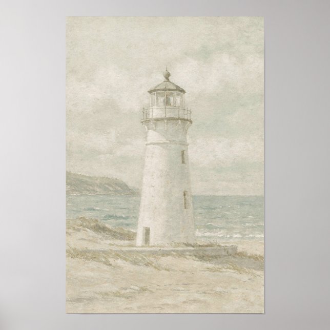 Poster Phare côtier Soft Sage (Devant)
