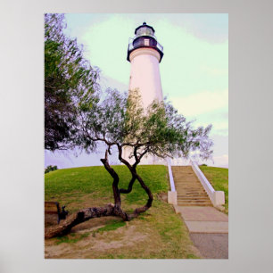 Poster phare dans le port Isabel, Tx.