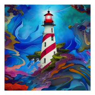 Poster Phare dans une tempête