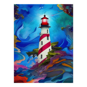Poster Phare dans une tempête