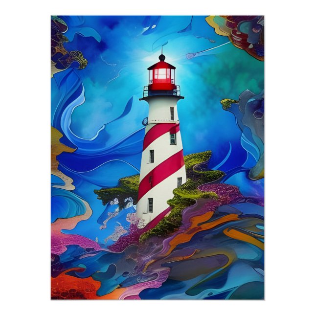 Poster Phare dans une tempête (Devant)