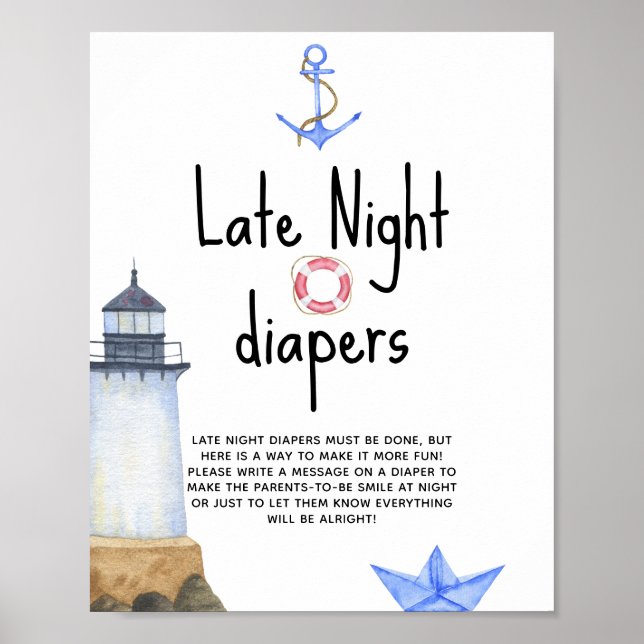 Poster Phare d'aquarelle - Late Night couches (Devant)