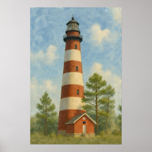 Poster Phare d'Assateague Aquarelle