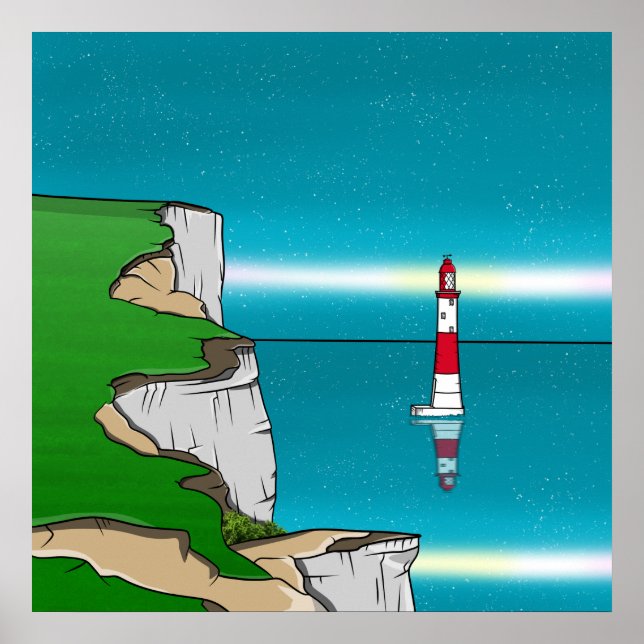 Poster Phare de Beachy Head et Cliff Top (Devant)