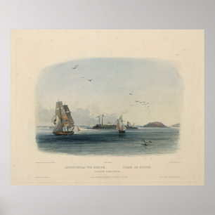 Poster Phare de Boston : Historic Karl Bodmer Imprimer