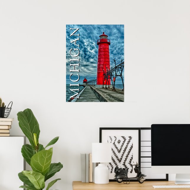 Poster Phare de Grand Haven | Michigan (Bureau à domicile)
