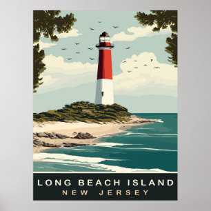 Poster Phare de la côte de Long Beach Island, voyage