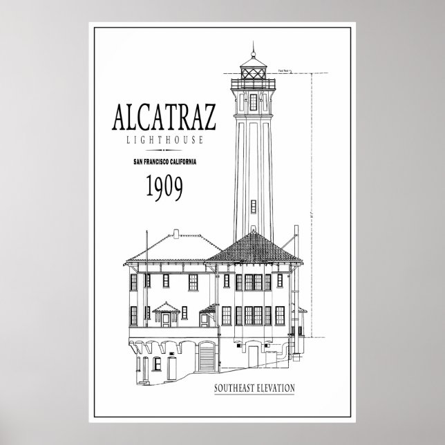 POSTER PHARE DE L'ARCHITECTURE DE L'ÎLE D'ALCATRAZ (Devant)