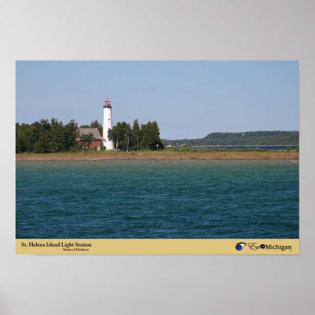 Poster Phare de l'île Sainte-Hélène - Michigan (Devant)