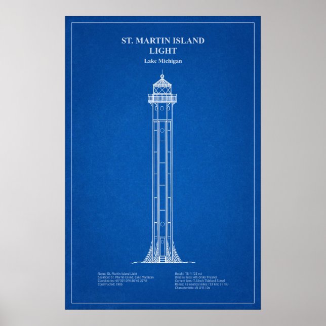 Poster Phare de l'île St. Martin - Michigan – AD (Devant)
