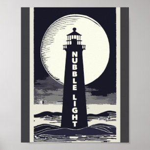 Poster Phare de Nubble Light Maine Lune