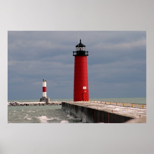 Poster Phare de Pierhead, Kenosha, Wisconsin (Devant)