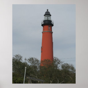 Poster Phare de Ponce Inlet au-dessus des arbres