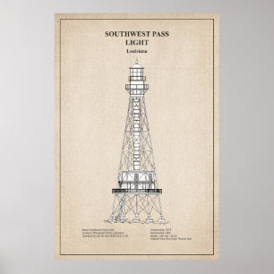 Poster Phare de Southwest Pass - Louisiana - SBD
