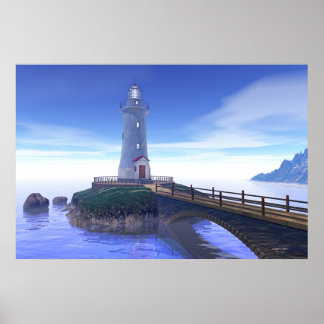 Poster Phare Elliot Key - bleu des Caraïbes
