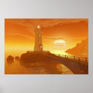 Poster Phare Elliot Key - Golden Sunset