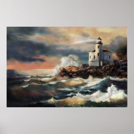 Poster Phare en lumière du soir