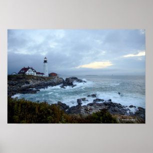 Poster Phare principal de Portland au lever de soleil
