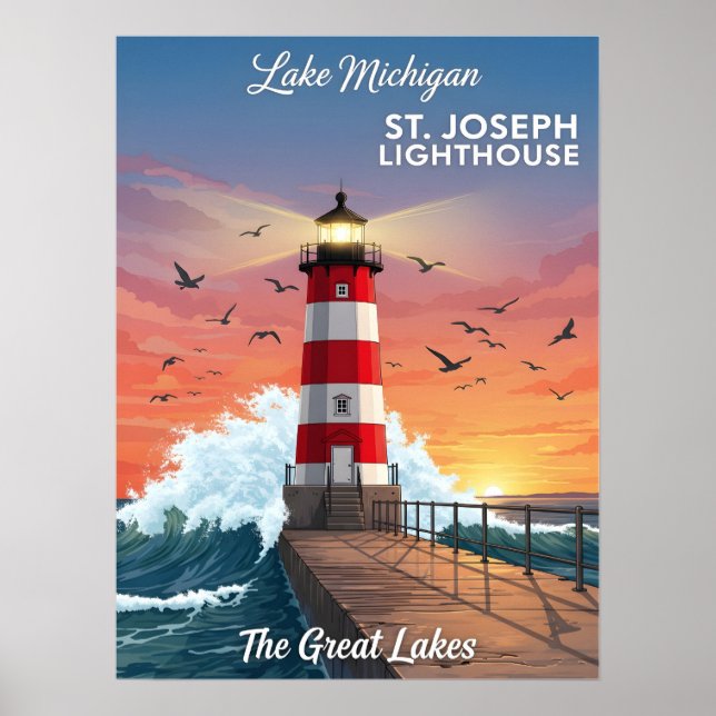 Poster Phare St. Joseph sur le lac Michigan (Devant)