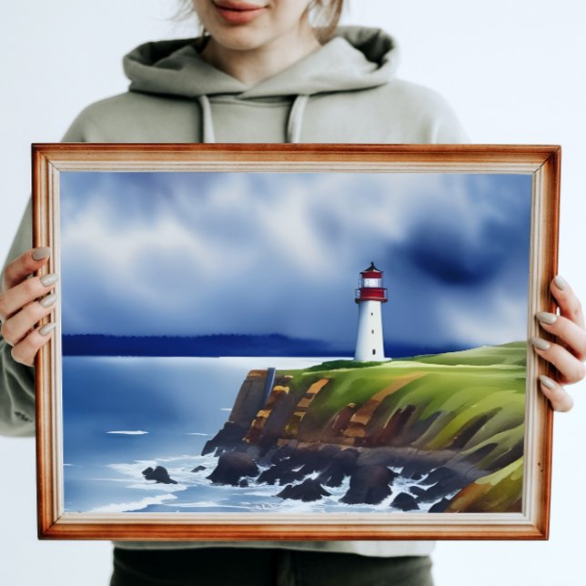 Poster Phare sur les falaises Aquarelle (Créateur téléchargé)