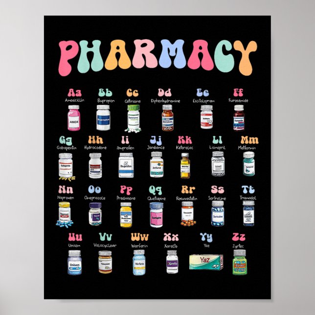 Poster Pharmacie Alphabet Docteur En Pharmacie Technique  (Devant)